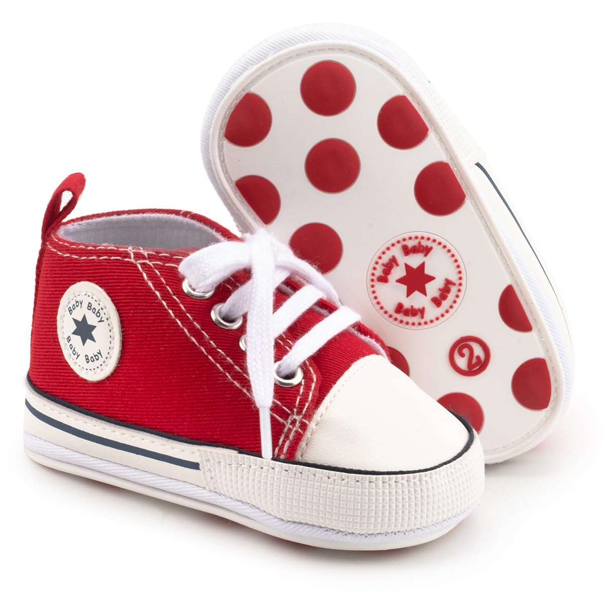 Unisex Baby Boy Girl Canvas Sneaker Soft Sole Infant Lace up Newborn Ankle Toddler First Walkers Crib Shoes