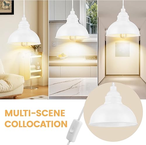 Miniatura 5 de Lámpara colgante enchufable, luces colgantes de 15 pies, interruptor de encendidoapagado, lámpara colgante industrial con cable de enchufe, lámparas