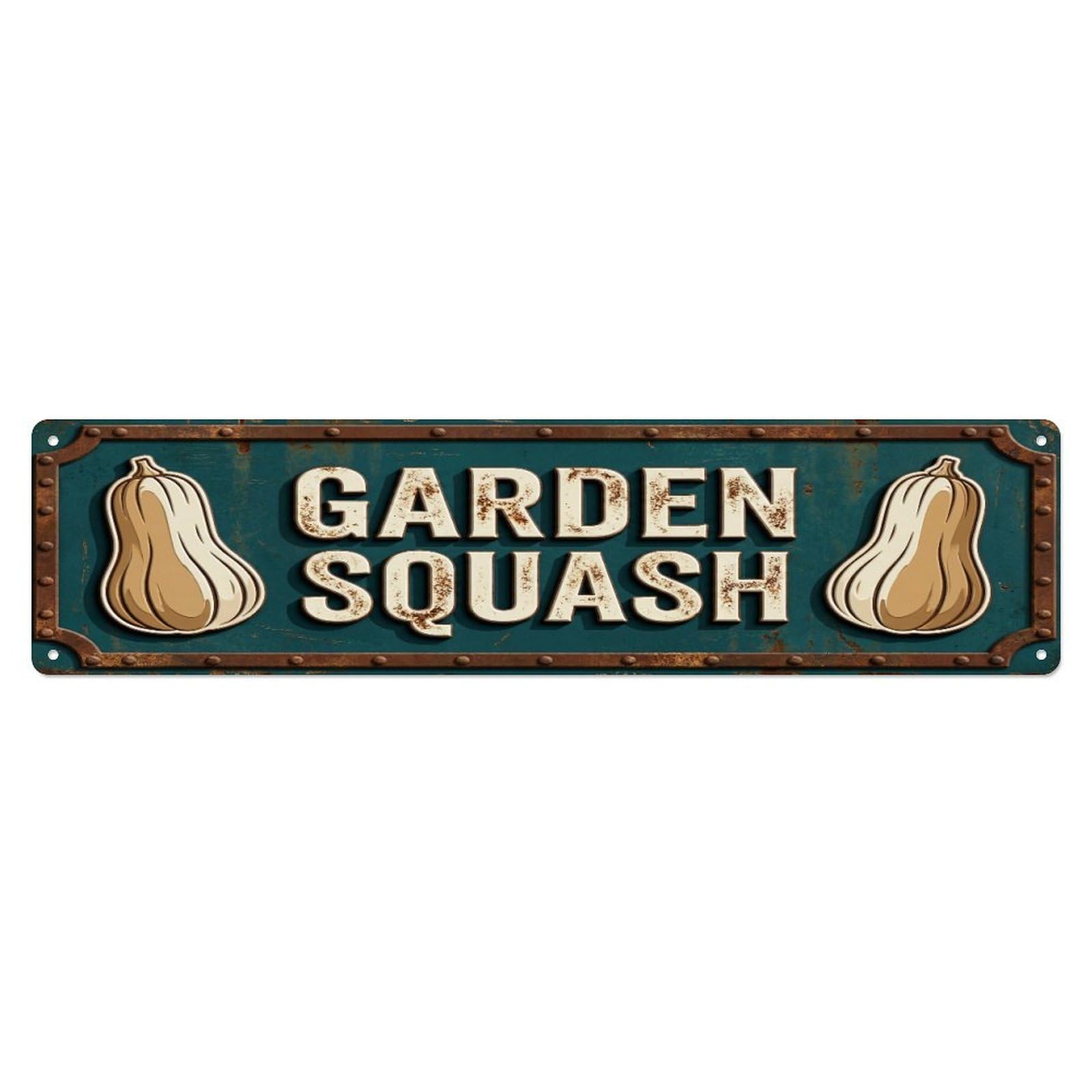 Metal Tin Sign GARDEN SQUASH Vintage Vegetable Rustic Farmhouse