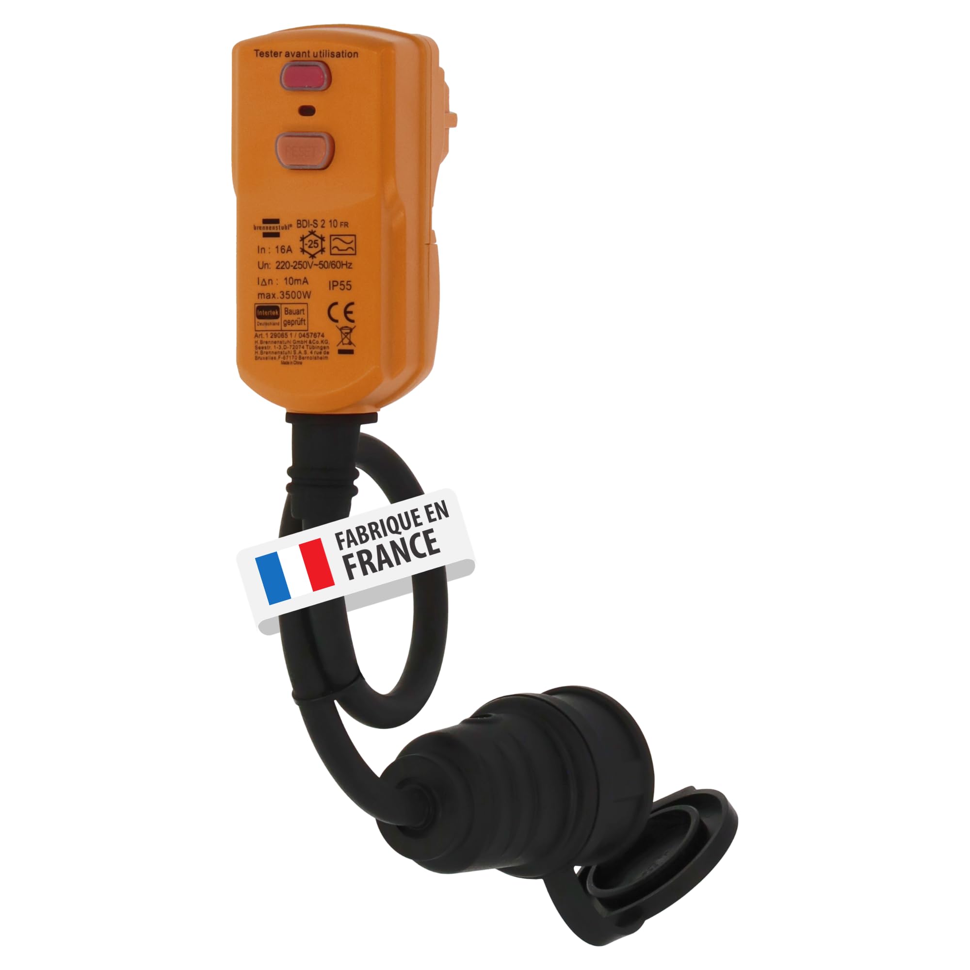 Brennenstuhl 1132731 - Adattatore con prolunga 16 A/230 V + presa IP44 10 mA 0,5 m H07RN-F 3G1,5