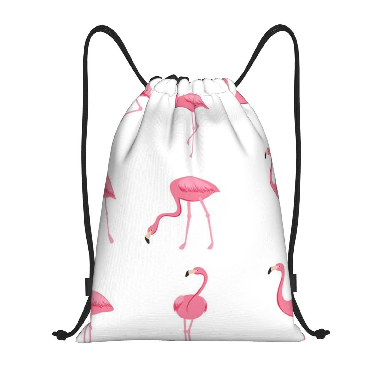 AABSTBFM Flamingos On White Lightweight Drawstring Backpack | S - String Backpack Bags For Gym, Travel, Shopping, School, And More