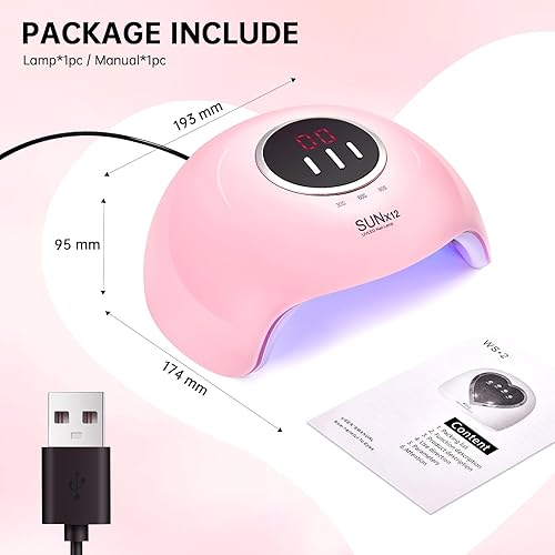Miniatura 6 de CHRISTINE SHELLY Lámpara de uñas LED UV de 96 W, secadora de uñas, luz de esmalte de gel, 4 ajustes de temporizador, lámpara profesional de secado