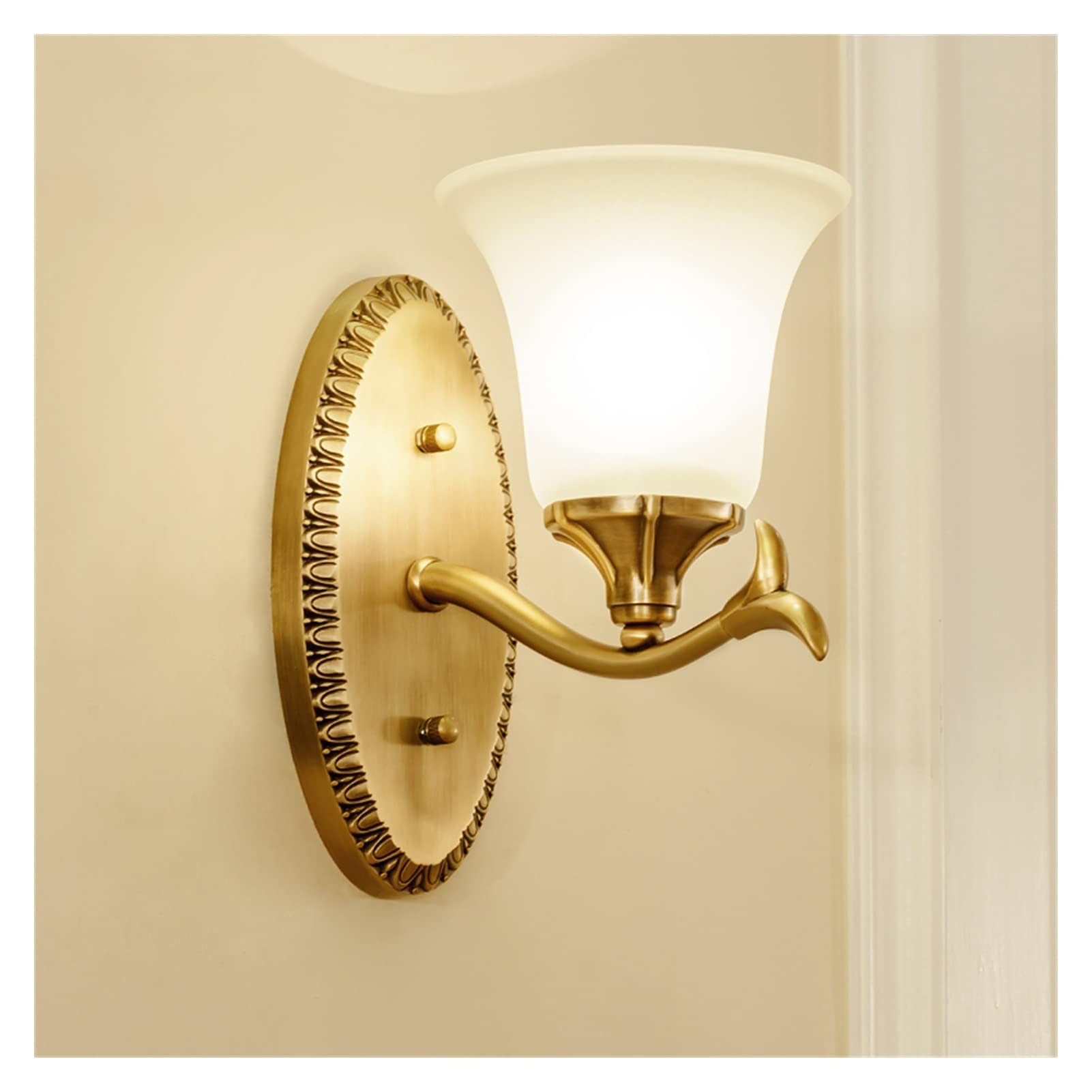 JYBNBBE Wall Sconces, Copper Gold Wall Lamp Bedroom Bedside Aisle Lamp TV Wall Double Head Single Head Simple Living Room Wall Lamp,Dia16cm-1 Light-Warm White