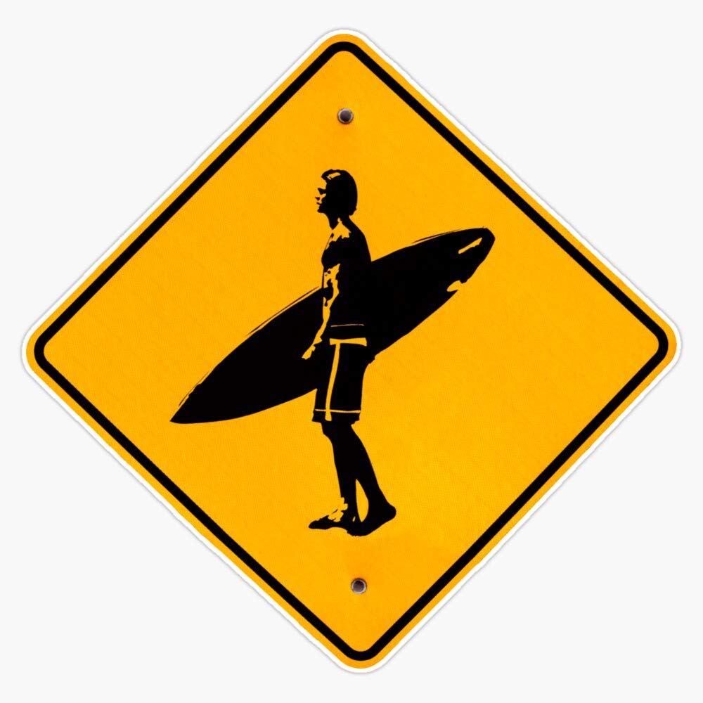 Surf Sign, Surfer Surfing Design Sticker Vinyl Bumper Sticker Decal Waterproof 5 Inches EVAN-YOGA-STICKERS-3156