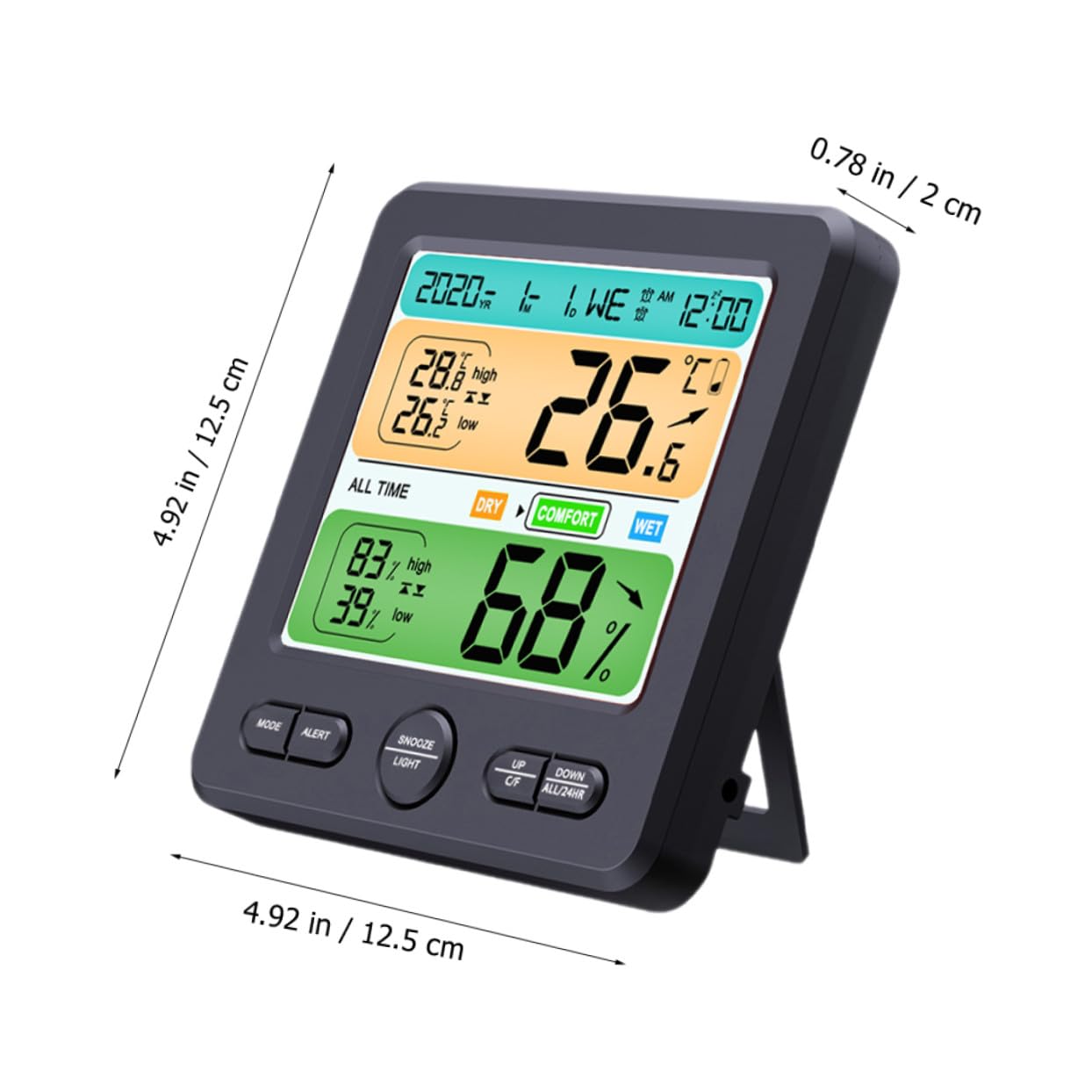 Artibetter Misuratore Di Umidità Digitale e Termometro Da Tavolo Monitor Di Temperatura e Umidità Per Casa Design Compatto Grande Schermo Lcd