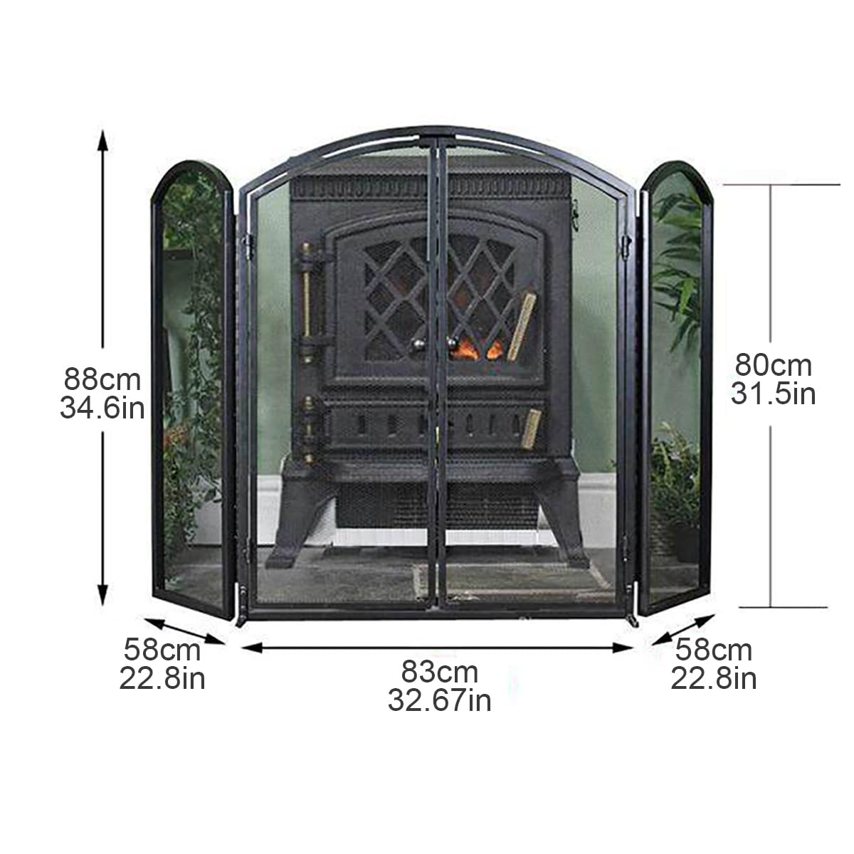 Protector Chimenea 3 Paneles Autónomo Extra Grande, Salvachispas Chimenea De Hierro Forjado, Protector Chimenea Niños Decorativo para Hogar Y Salón