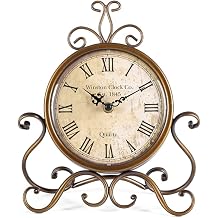HZDHCLH Retro Silent Roman Table Clock for Living Room Bedroom Office Art Desk Clock Copper