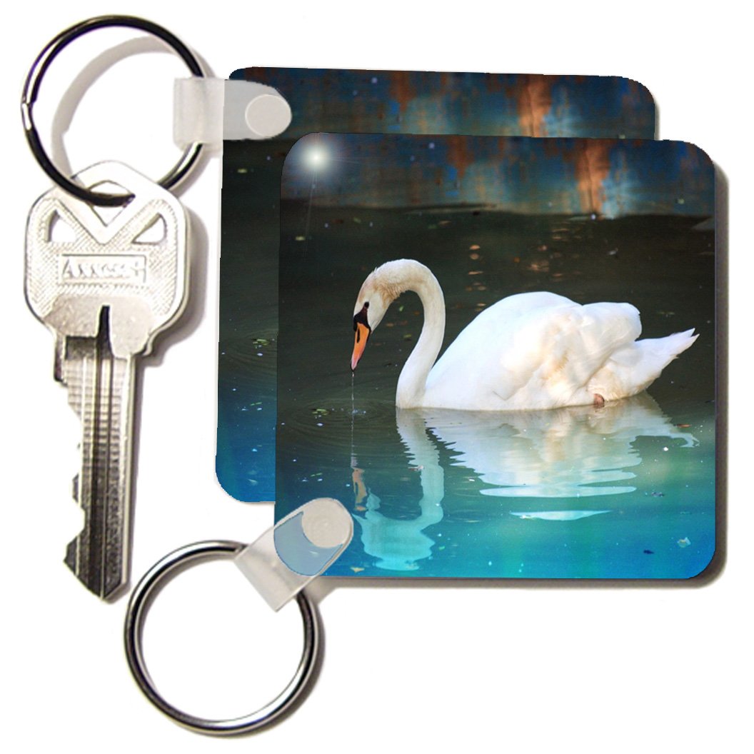Porte-clés cygne blanc 3drose lot de 2, cadeau idéal symbole de pureté - 3