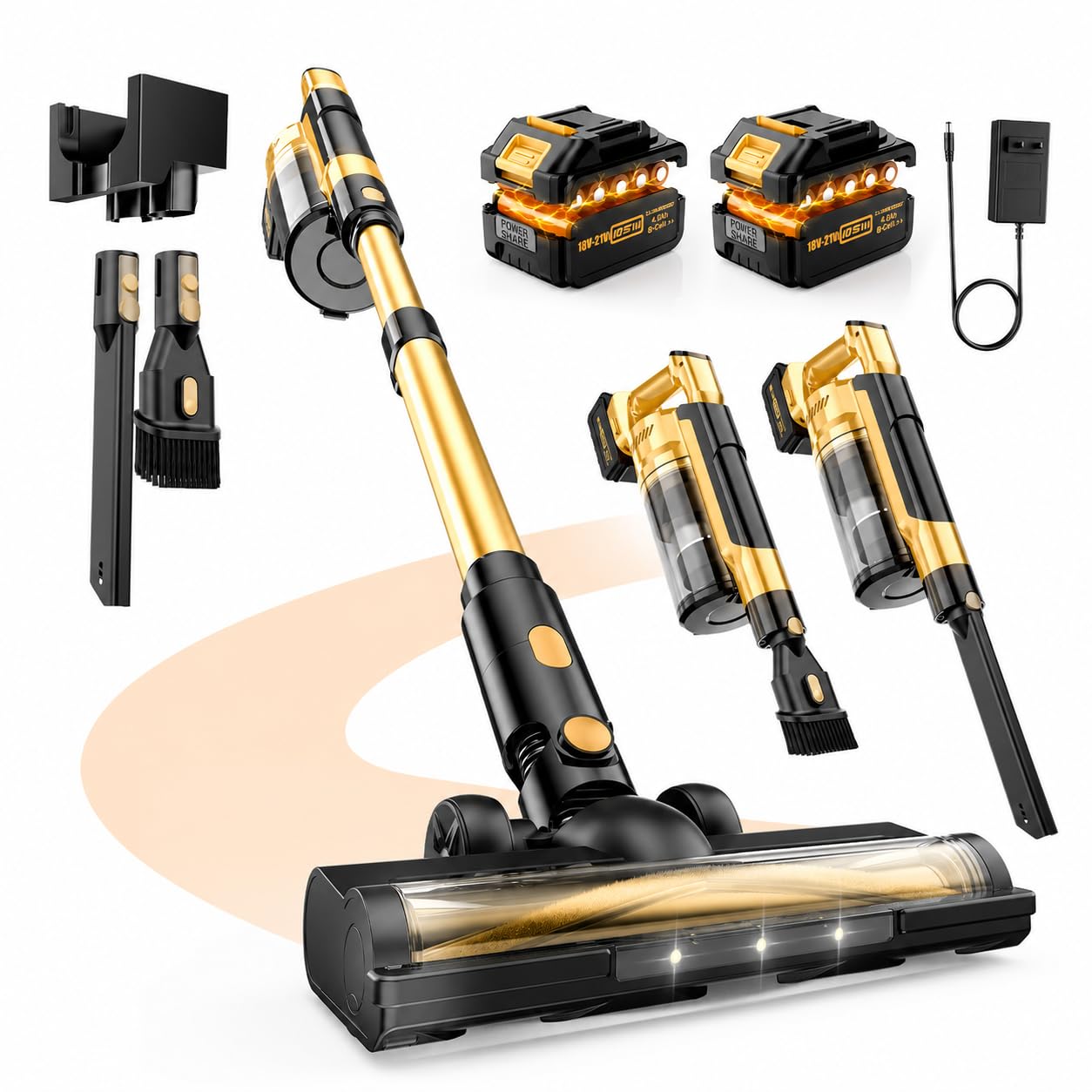 Photo 1 of 60KPa Pet Hair Vacuum with Anti-Tangle Brush, Up to 70 Min Runtime, Dual Batteries, LED Display, 2L Dust Cup for Carpet & Hardwood Floors