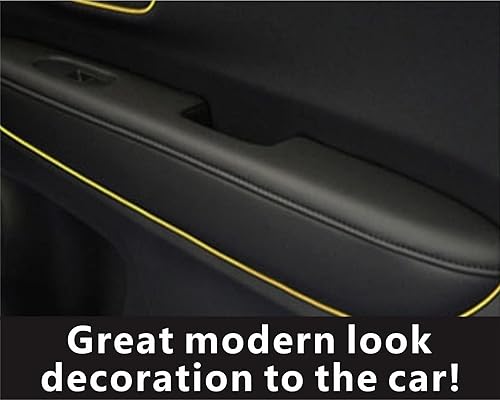 Miniatura 5 de Panel de puerta de moldura decorativa para interior de automóvil, tira de 10 pies (amarillo)