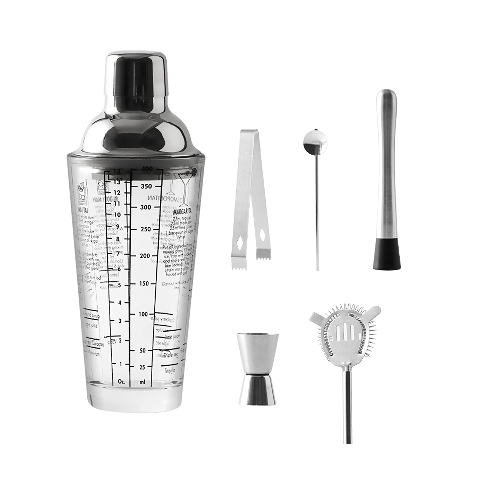 Juego de Coctelera Coctelera de vidrio,coctelera,tapa de mezcla,tapa a prueba de fugas,coctelera,coctelera de cóctel,agitador de bebidas,regalos del kit de barman. Agitador de Cócteles ( Color : D )