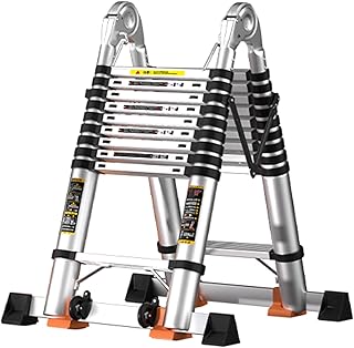 Telescoping Ladder 2-in-1 Telescopic Ladder Aluminium Multi Purpose Step Ladder A-Frame Collapsible Extension Ladders Portable Extendable Ladder for Household(Size:14-Step/6.6M)