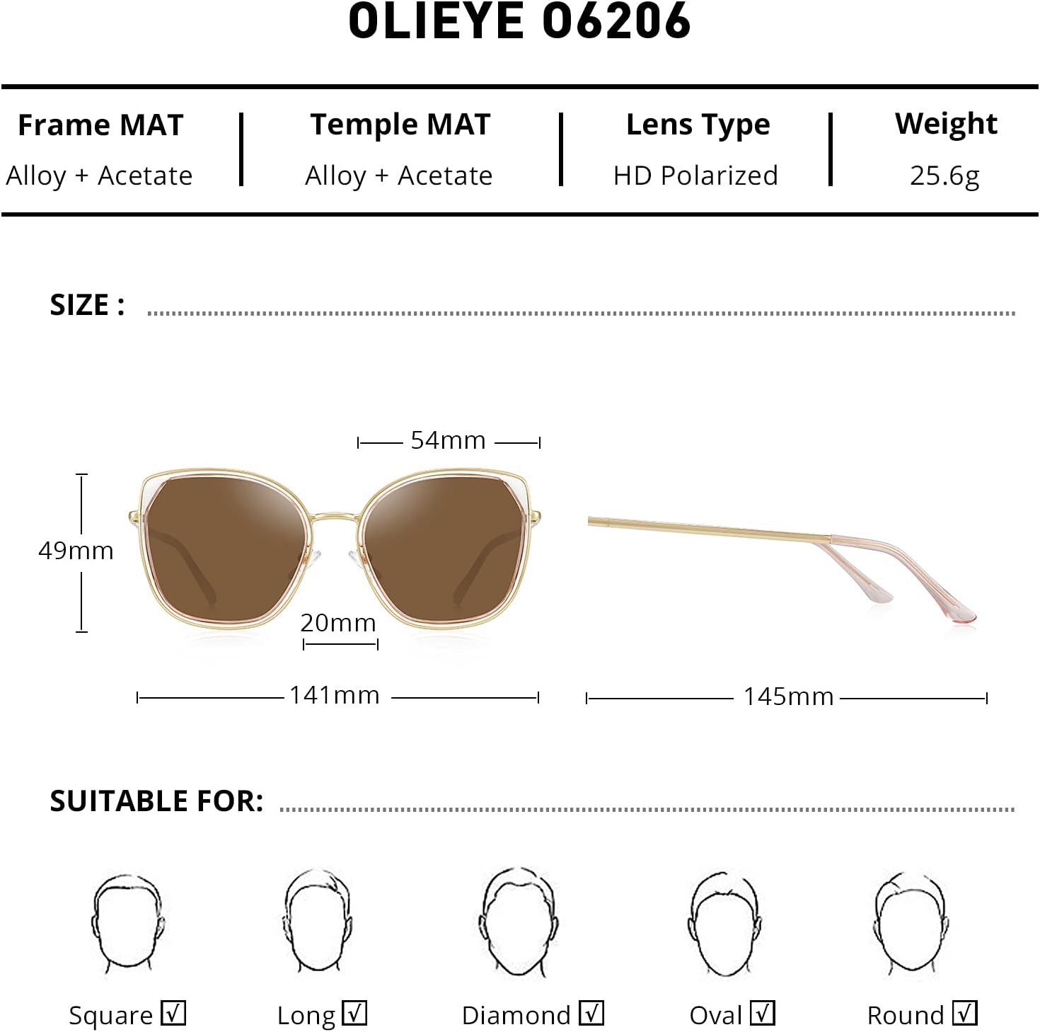 Cat Eye Polarized Sunglasses for Women Ladies Brand Trending Sun glasses UV400