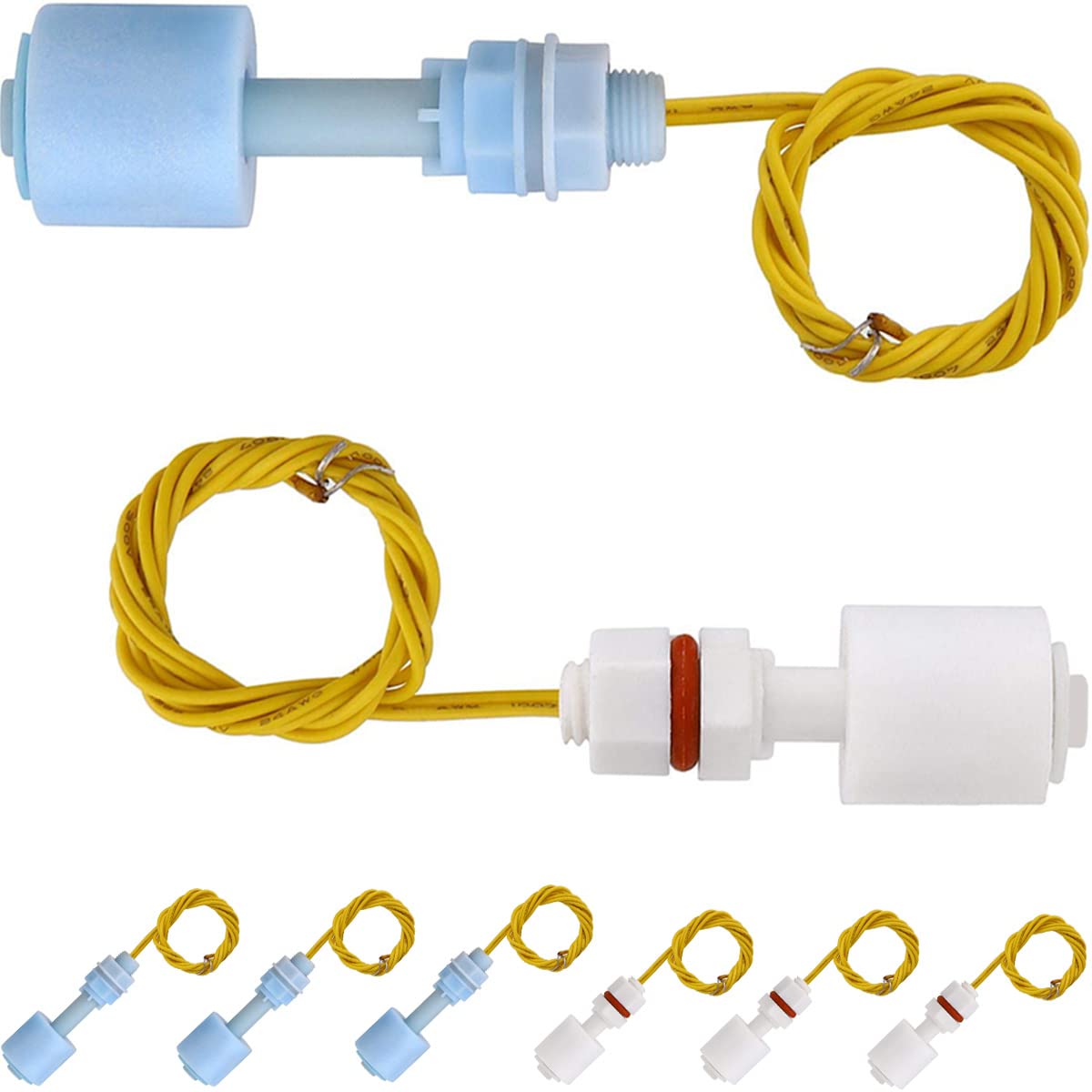 DAOKAI 6Pcs Float Switch PP Material Liquid Level Controller Liquid Water Level Sensor Vertical Float Switches, for Aquarium Pump Control Liquid Controller Two Model DP3500 DP5200