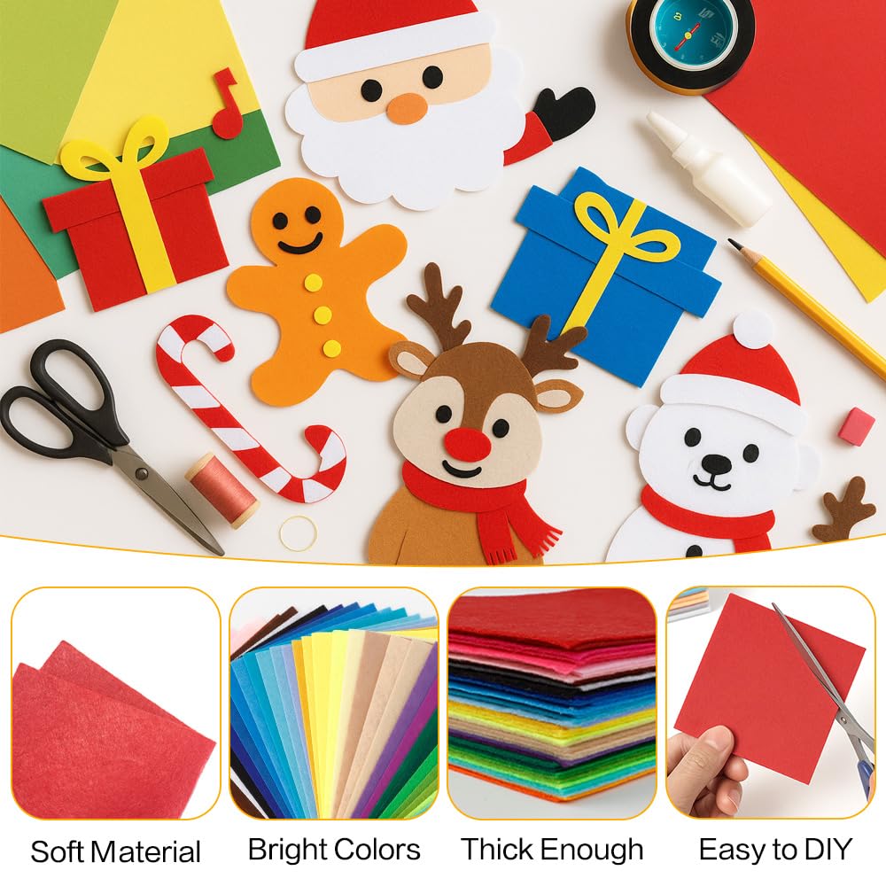 40PCS Felt Sheets, 8" x 12" Assorted Colors Felt Fabric 1mm Thick Felt Squares Felt Fabric Sheets Nonwoven Fabric Squares for Crafts Sewing DIY Patchwork DIY School Projects Home Party Decoration