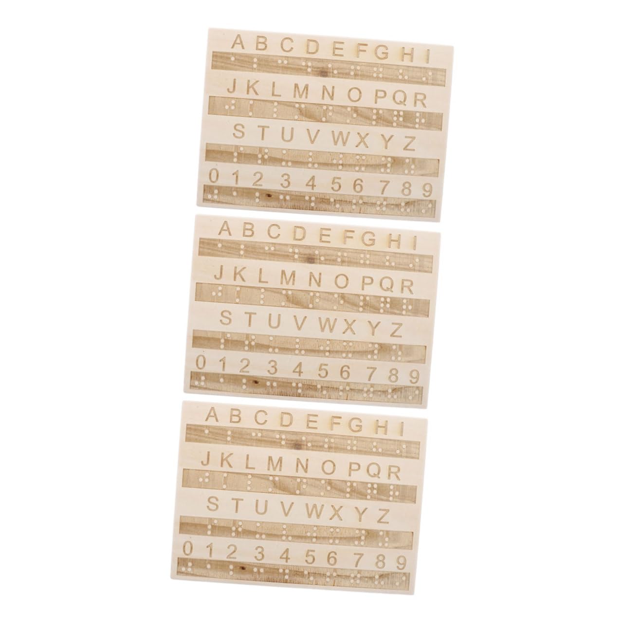 TOYANDONA Tablero de Alfabeto Braille de Madera para Aprendizaje Fácil, 3 Piezas Portátiles, Herramienta Educativa para Niños Ciegos y Personas con Discapacidad Visual Color Aleatorio