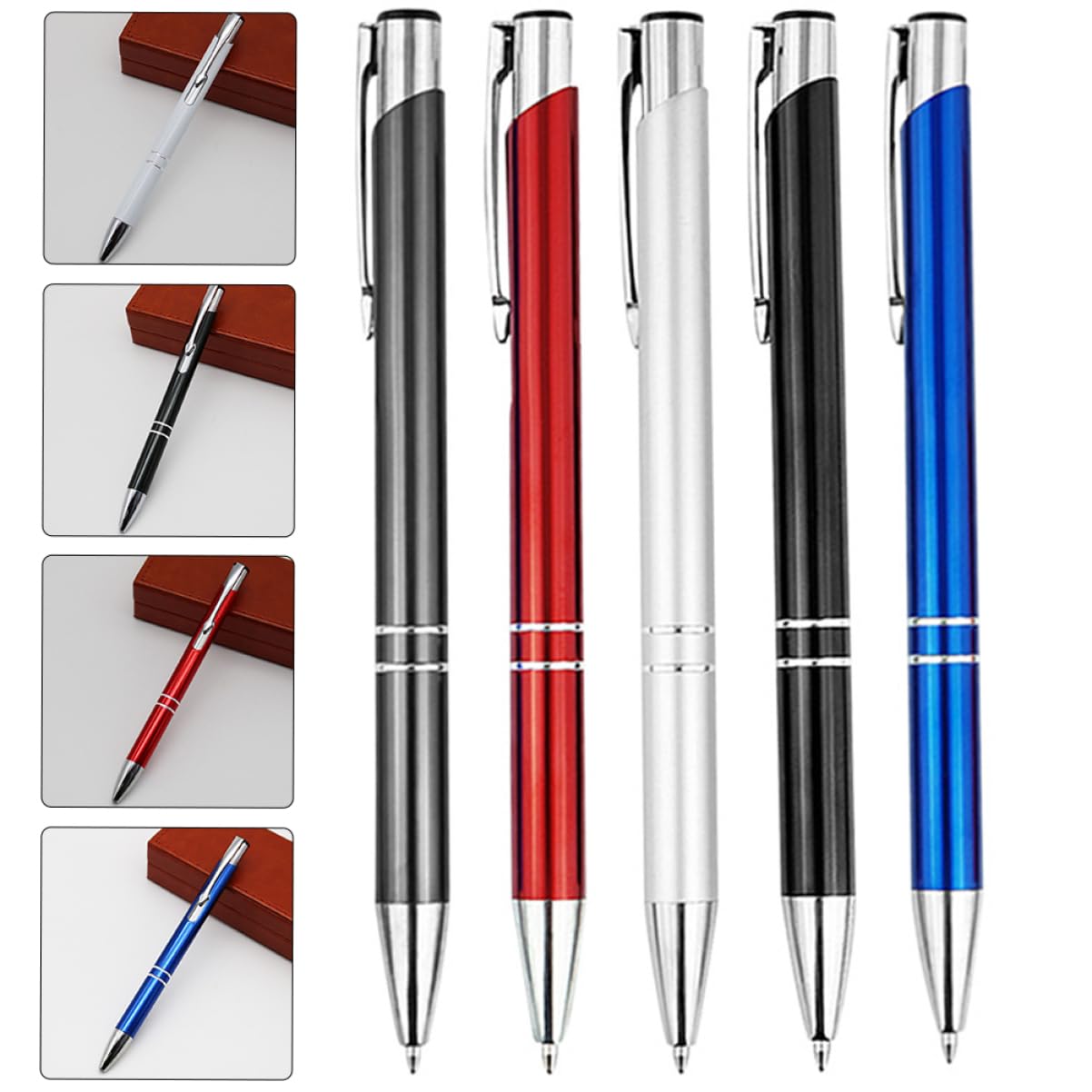 25piezas Bolígrafo De Metal Multifuncional De Tinta Azul Roja Gris y Plateada Para Escritura Diaria y Manualidades