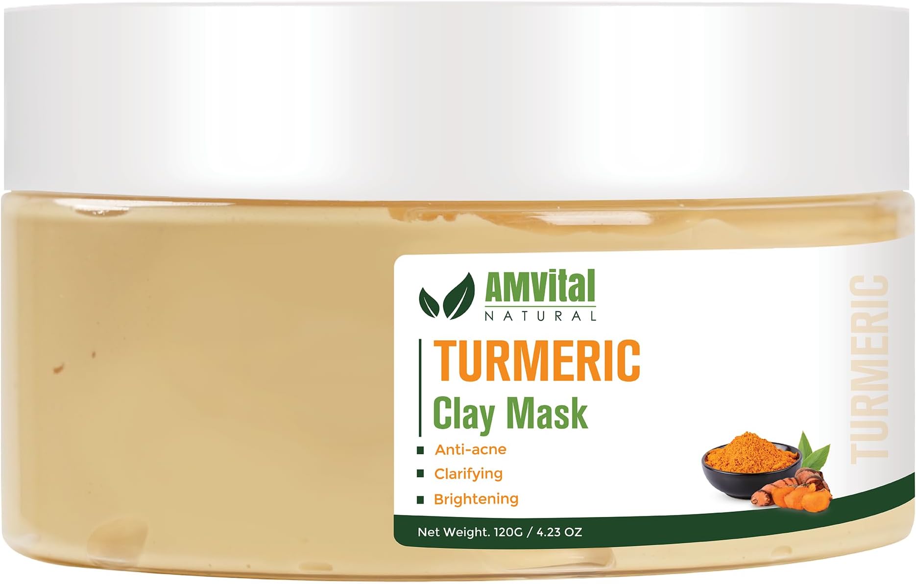 AMVital Turmeric Face Mask, Clay Facial Masks with Vitamin C, Skin Care for Acne and Dark Spots, Smooth & Refine Pores, Anti Aging for Women, Non-Greasy Hydrating