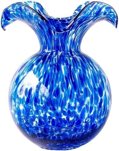Hibiscus Glass Cobalt Tortoiseshell Medium Fluted Vase