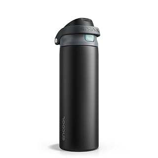 Encool SwiftSip Insulated Stainless Steel Water Bottle with Straw - Leak Proof Sports Water Bottle for School, Travel, Keeps Cold All Day, One-Touch Flip Lid, BPA-Free, 24 oz, Charcoal Gray - Amazon product rated Grade A