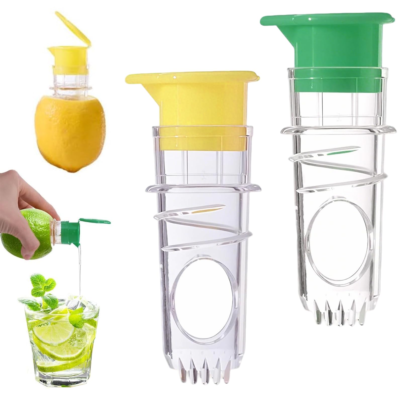 Exprimidor Limón Portátil Manual 2 Piezas, Pequeño Lemon Squeezer con Tapón de Rosca, Fácil de Limpiar para Cócteles