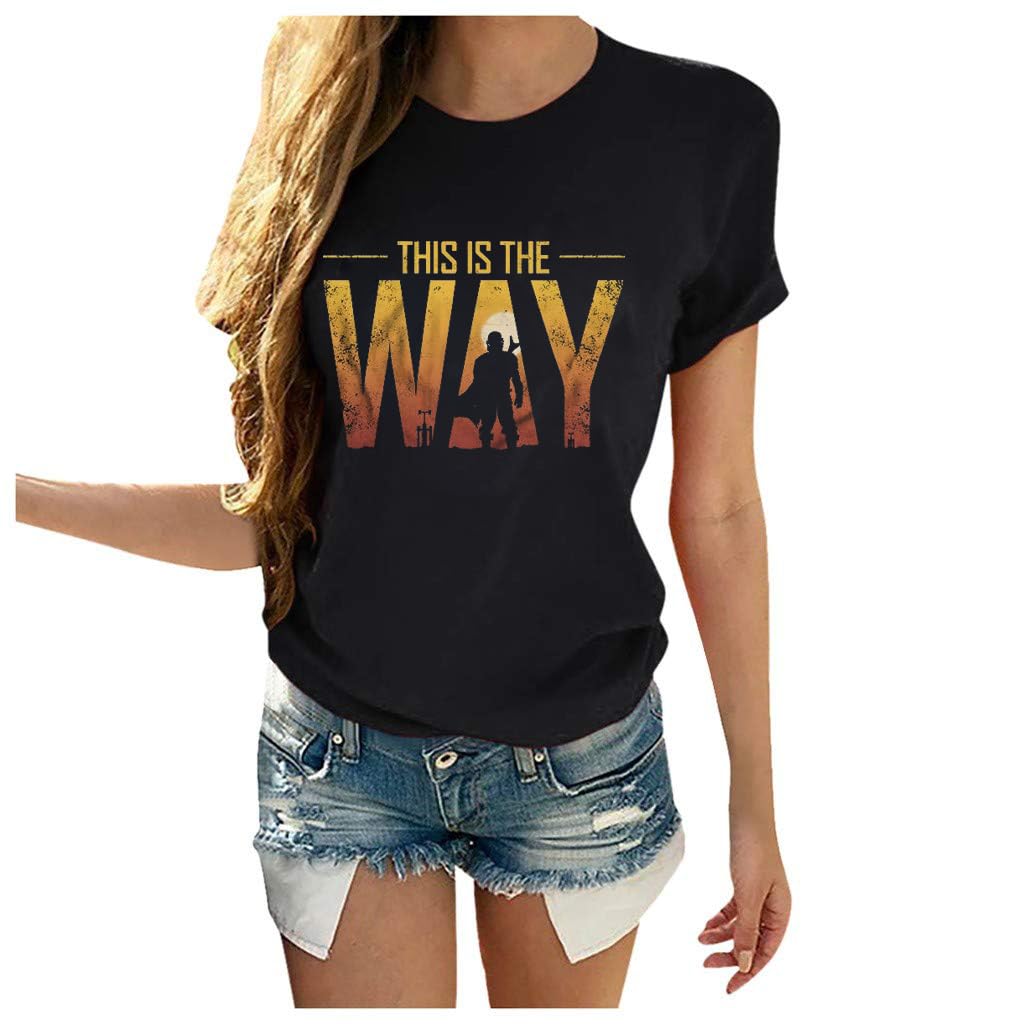 WIPXITKThis is The Way Shirt Women Star Fans Graphic Tee Gold Print T Shirt TV Show Gift Tee Casual Short Sleeve Tee Tops