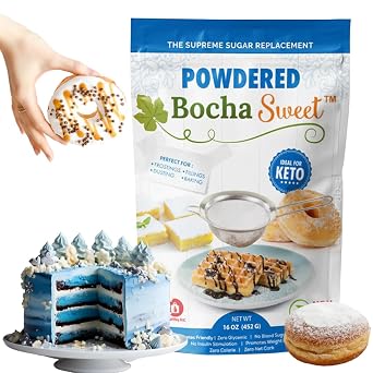 BochaSweet Powdered Sugar Replacement 16 oz, Low Calorie Sugar Substitute, Kabocha Extract in Xylitol Structure, Keto Friendly, Sugar Free Powdered Sugar, Diabetic Friendly, Non GMO, Gluten Free, No Bitter Aftertaste, Ideal for Baking