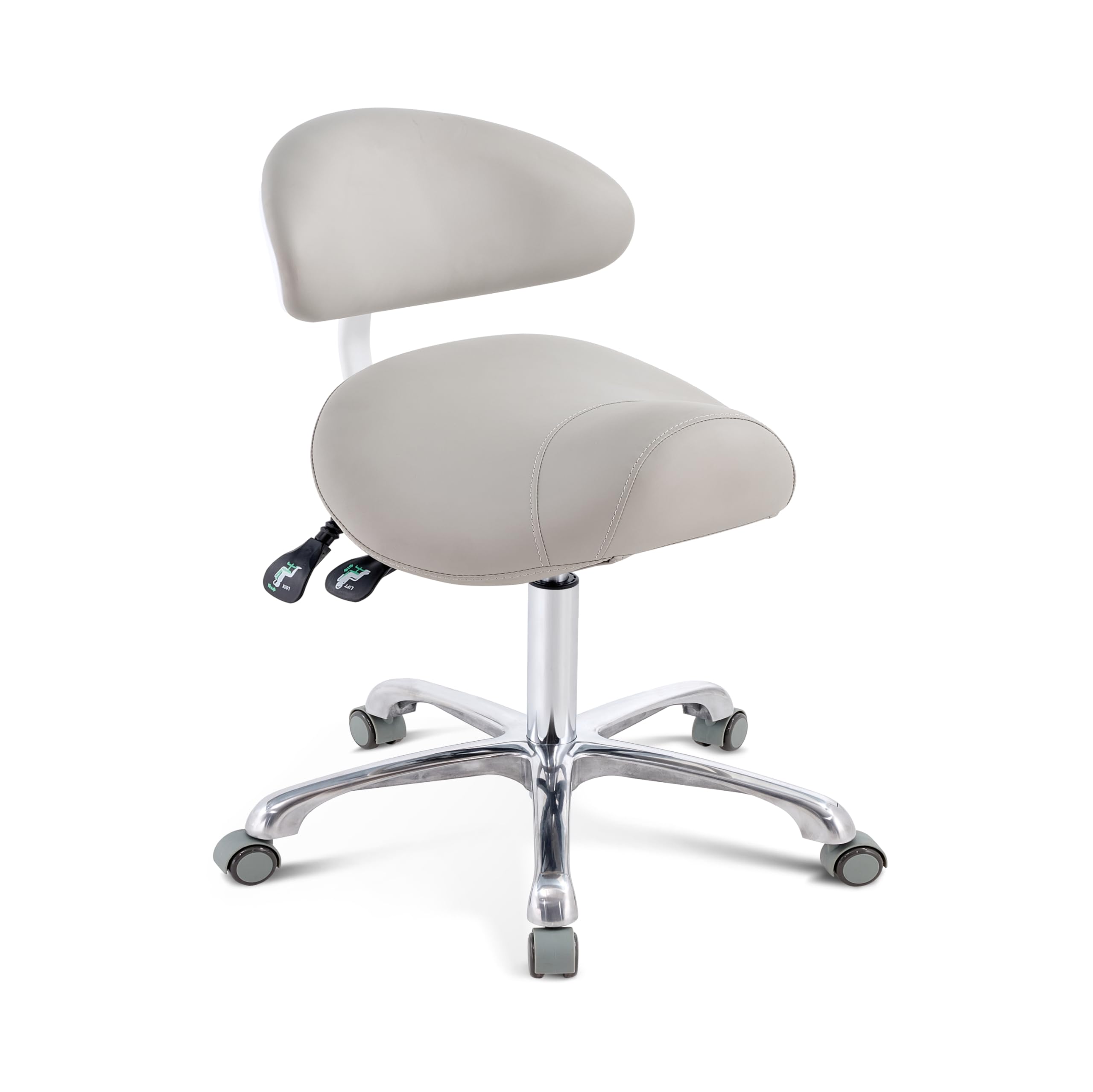 Rolling Saddle Chair with Back Support, Height Adjustable Ergonomic Saddle Stool Chair with Wheels for Dental Hygienist,Salon,Esthetician…