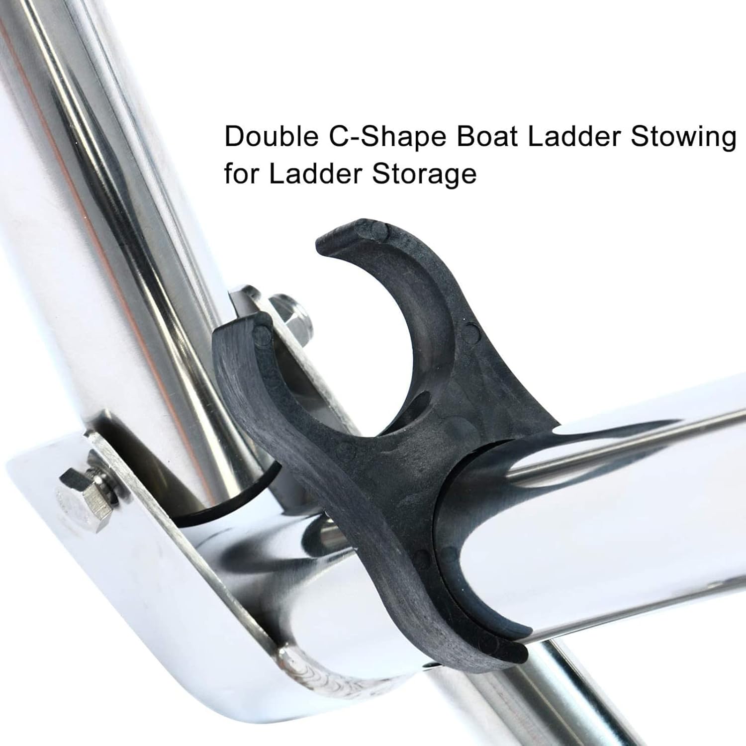 Folding 4 Step Pontoon Boat Ladder, Stainless Steel Telescoping Rear Entry Inboard Ladder Heavy Duty Swim Deck Ladder with Pedal, Hand Railing Ladder Dock Ladder Extra Wide Step