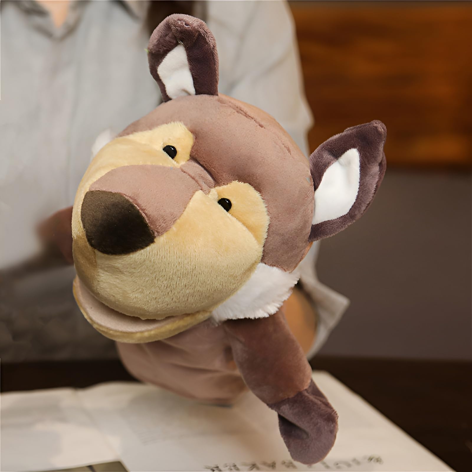 LOMTRATS Marionetas de Mano de Animales con Boca Abierta móvil para niños, Lobo, león, etc Contar Historias, enseñar, Preescolar, Regalos de cumpleaños