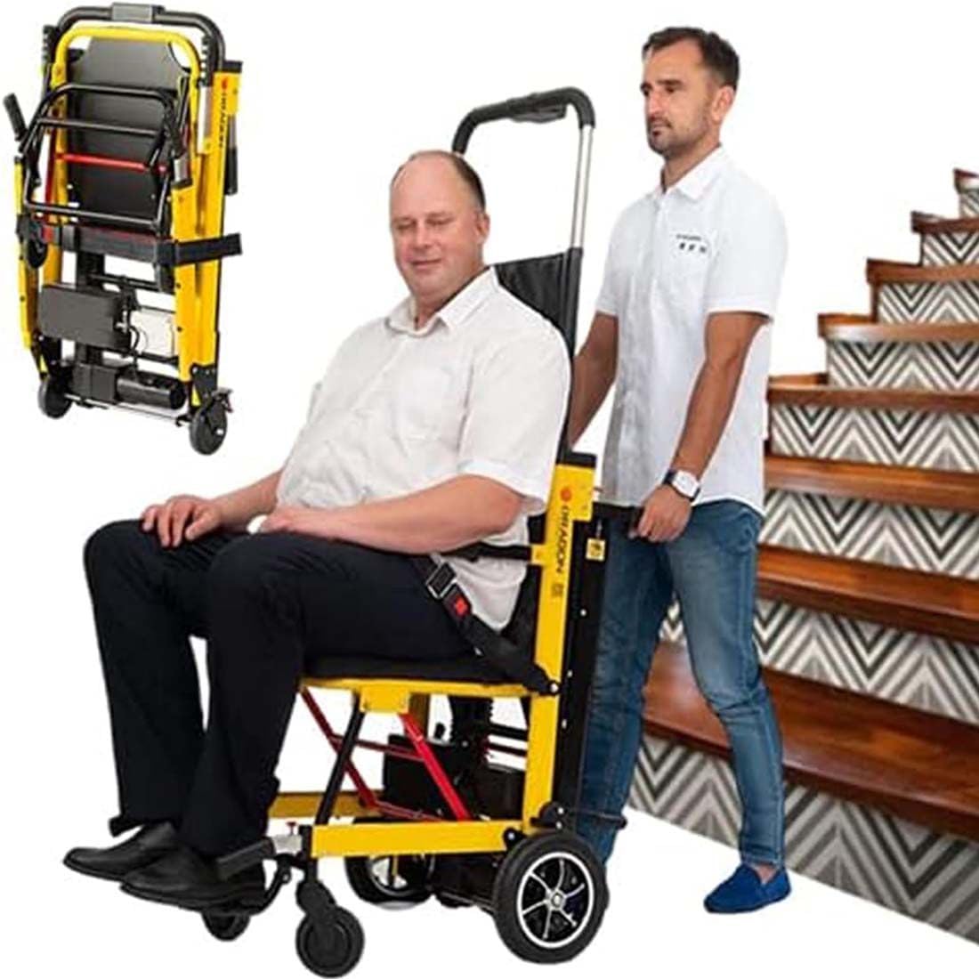 Carrozzina Elettrica Saliscale con Portata di 380 Libbre (Circa 172 kg), Sedia Elettrica Mobile per Il Trasporto su Scale per Anziani, Sedia Saliscale Pieghevole in Lega di Alluminio