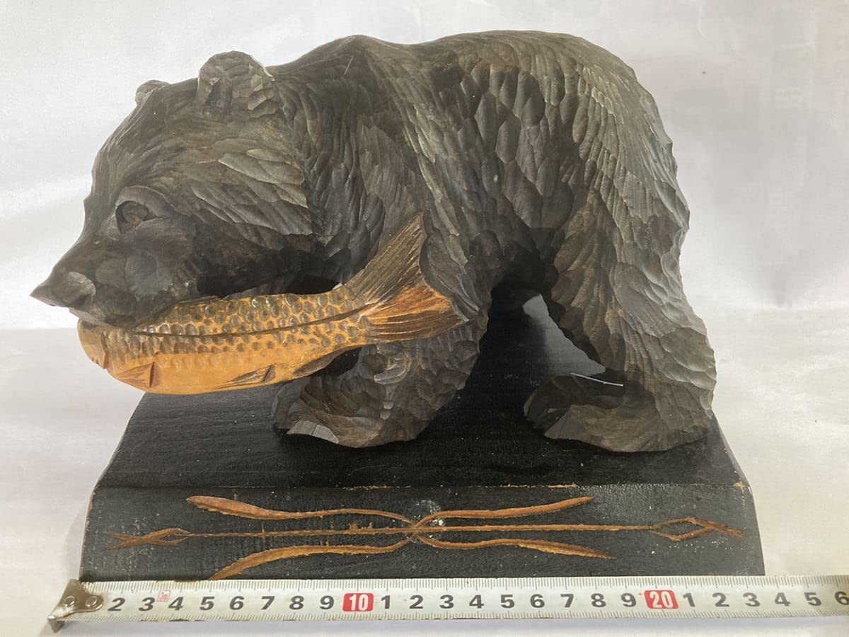Amazon.co.jp: 木彫りの熊 クマ 北海道旅行記念 洞ヤ湖 古民芸品 彫刻