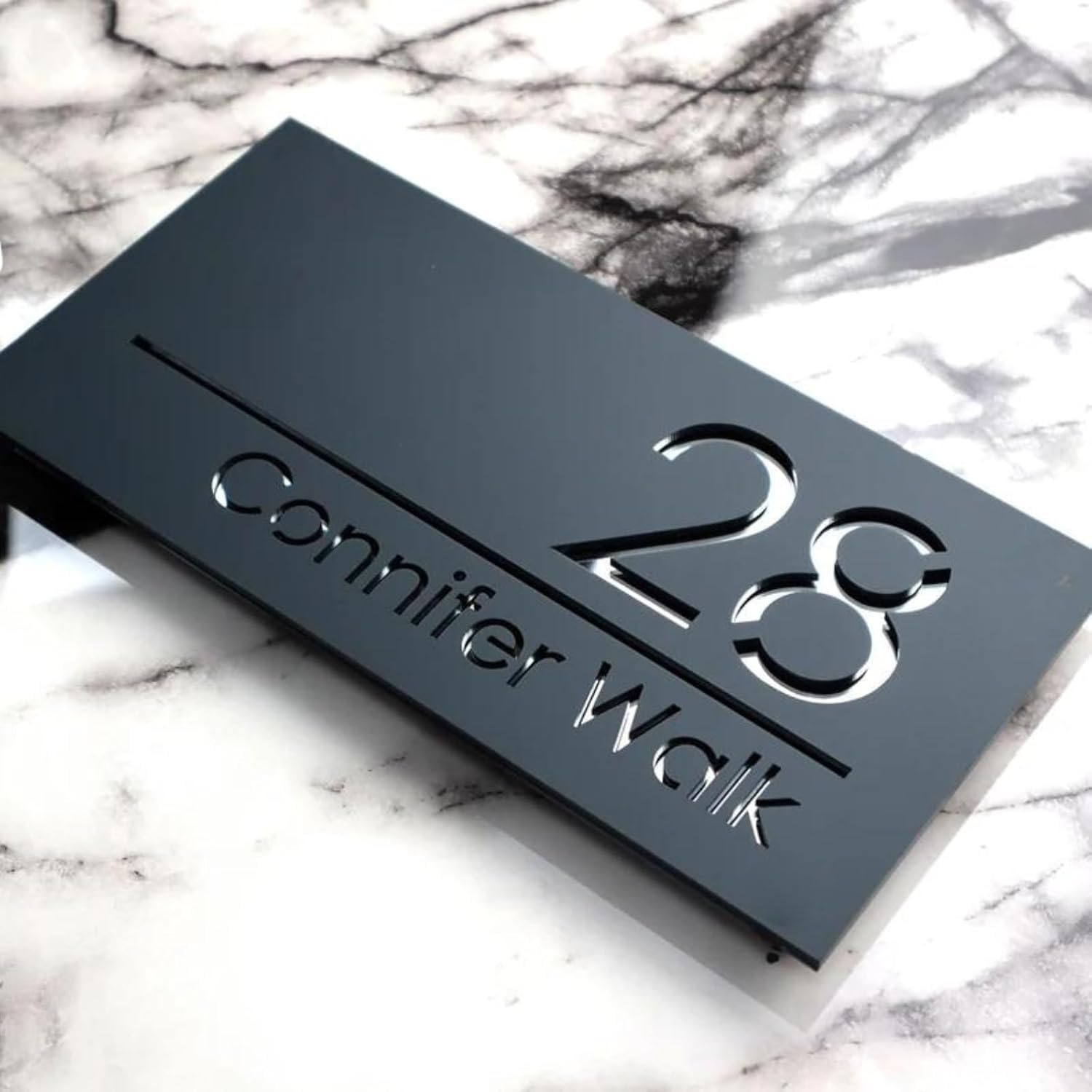 Personalized Acrylic Name Plate for Home Entrance 3D Letters Door Name Plates Home Office Outdoor Entrance 15x30 cm Stylish Durable (Black Silver)-image-23
