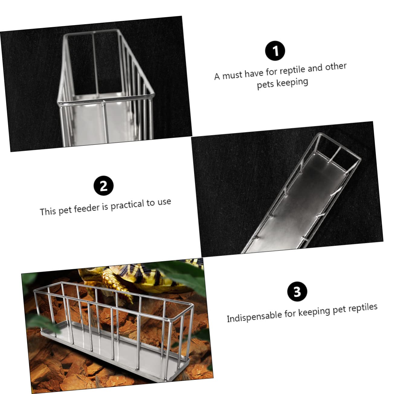 Comedero Inoxidable para Reptiles y Tortugas Plato Antivuelco para Alimentación De y Reptiles Diseño y Estable para Comida y Agua