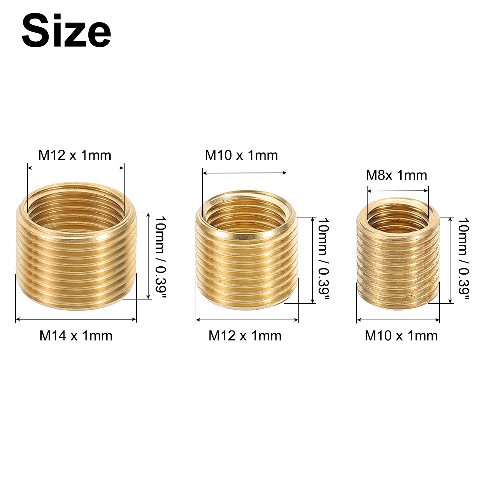 PATIKIL Thread Reducing Nuts Insert, 12pcs Male to Female Fine Thread Adapter Repair Insert Pipe Fitting Screw Sleeve Reducer - Image 2