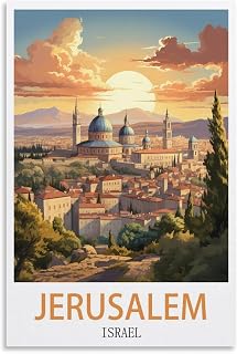 LNHZGNJN Jerusalem Israel Vintage Travel Posters 08x12inch(20x30cm) Canvas Wall Art Wall Print Painting Decor Living Room Bedroom Decor