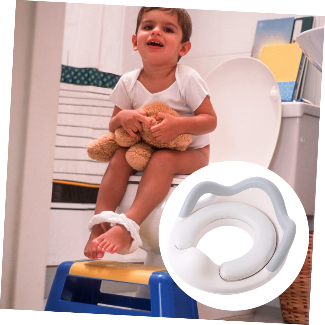 Asiento de Entrenamiento Baño para Niños Pequeños Blanco | Plástico Anti-slip, Uso Seguro, para Toddler y Niños, Formato Anillo Portátil