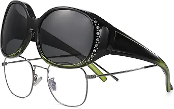  Women's Polarized Fit Over Sunglasses with Rhinestone