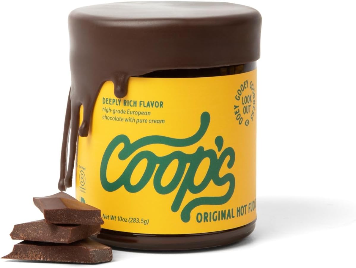 Coop's Original Hot Fudge: Gourmet, All Natural, Handcrafted, Gluten Free, Non-GMO, Chocolate Ice Cream Toppings, Sundae, Desserts, 10 Ounce