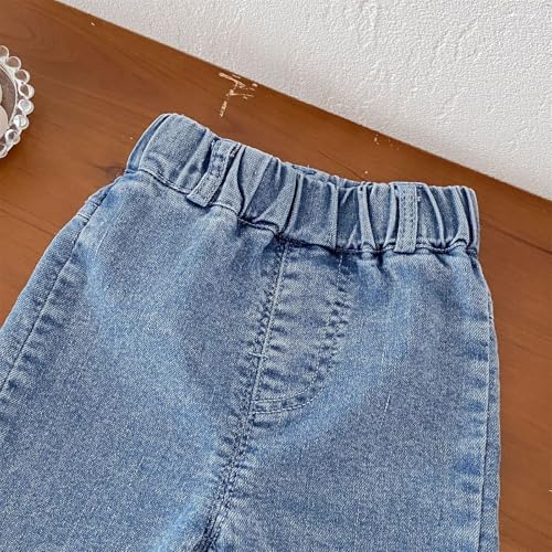 Toddler Kids Girls Flare Pants Denim Ripped Jeans Ruffle Wide Leg Legging Trousers High Waist Bell Bottoms3