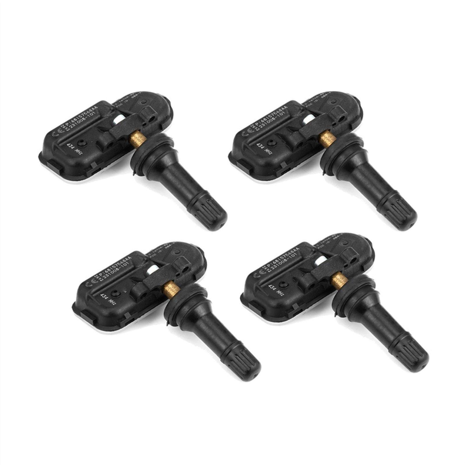 Sensor de presión de neumáticos para automóvil, 4 Unidades, Sensor de monitoreo de presión de neumáticos TPMS 2014-2018 para Jeep, Cherokee, Dodge Ram 1500 2500 68239720AA 68239720AB