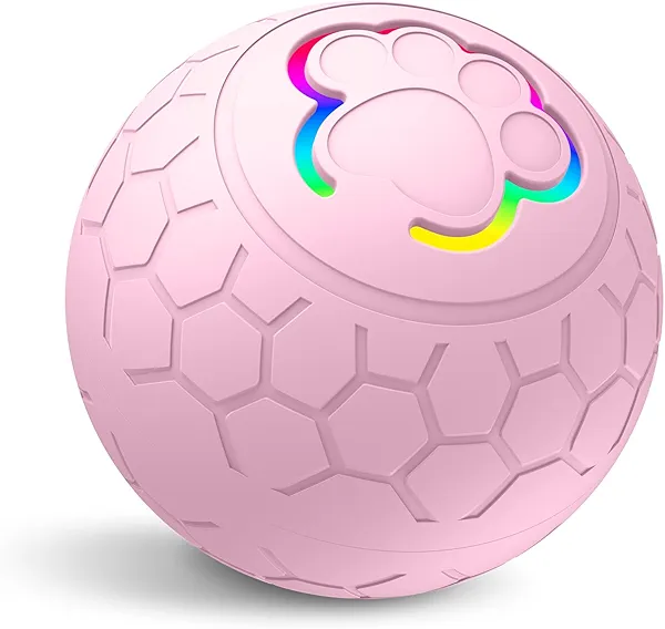 Kingjie Interactive Shaky Ball Toy for Dogs and Cat – Newly Upgraded USB Rechargeable Smart Pet Ball for Small, Medium, and Large Dogs – Fun & Stimulating Interactive Dog Ball (Pink+Automatic)