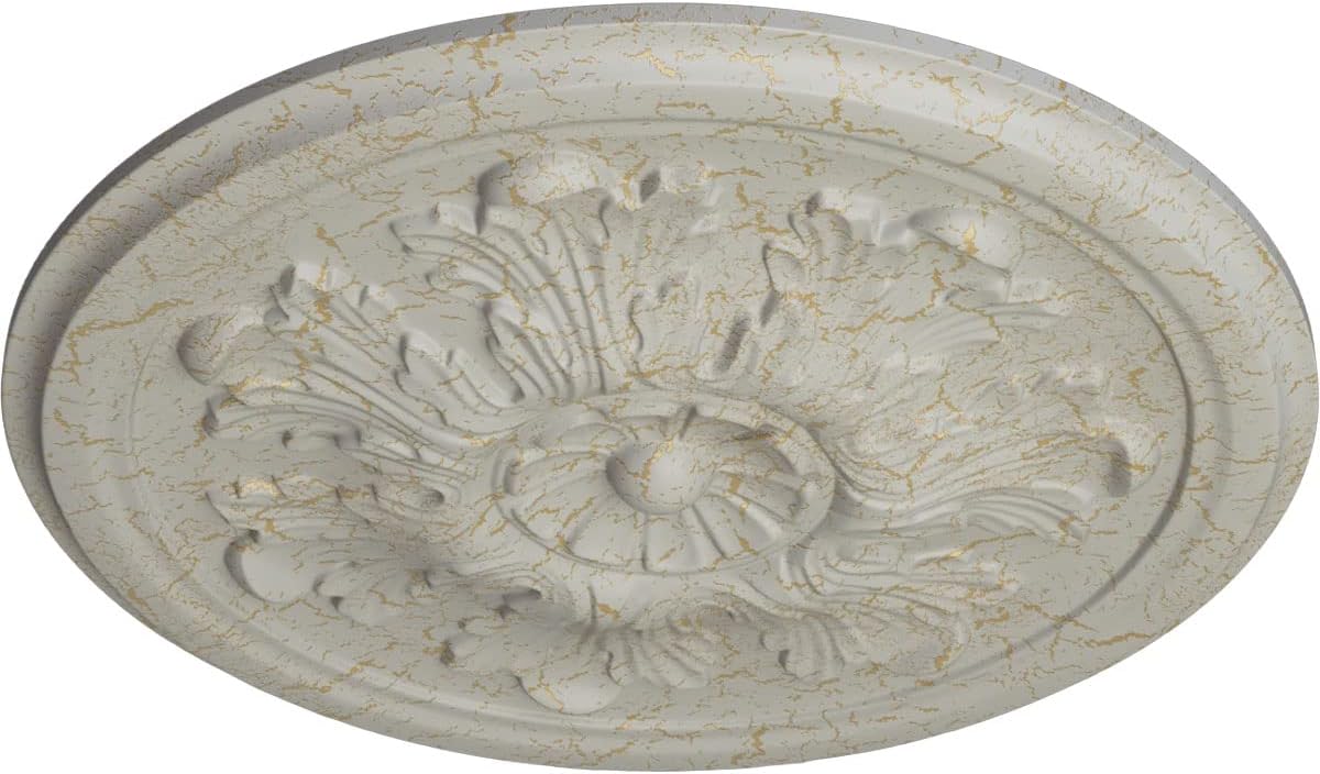 Pot of Cream Crackle Polyurethane Acanthus Ceiling Medallion