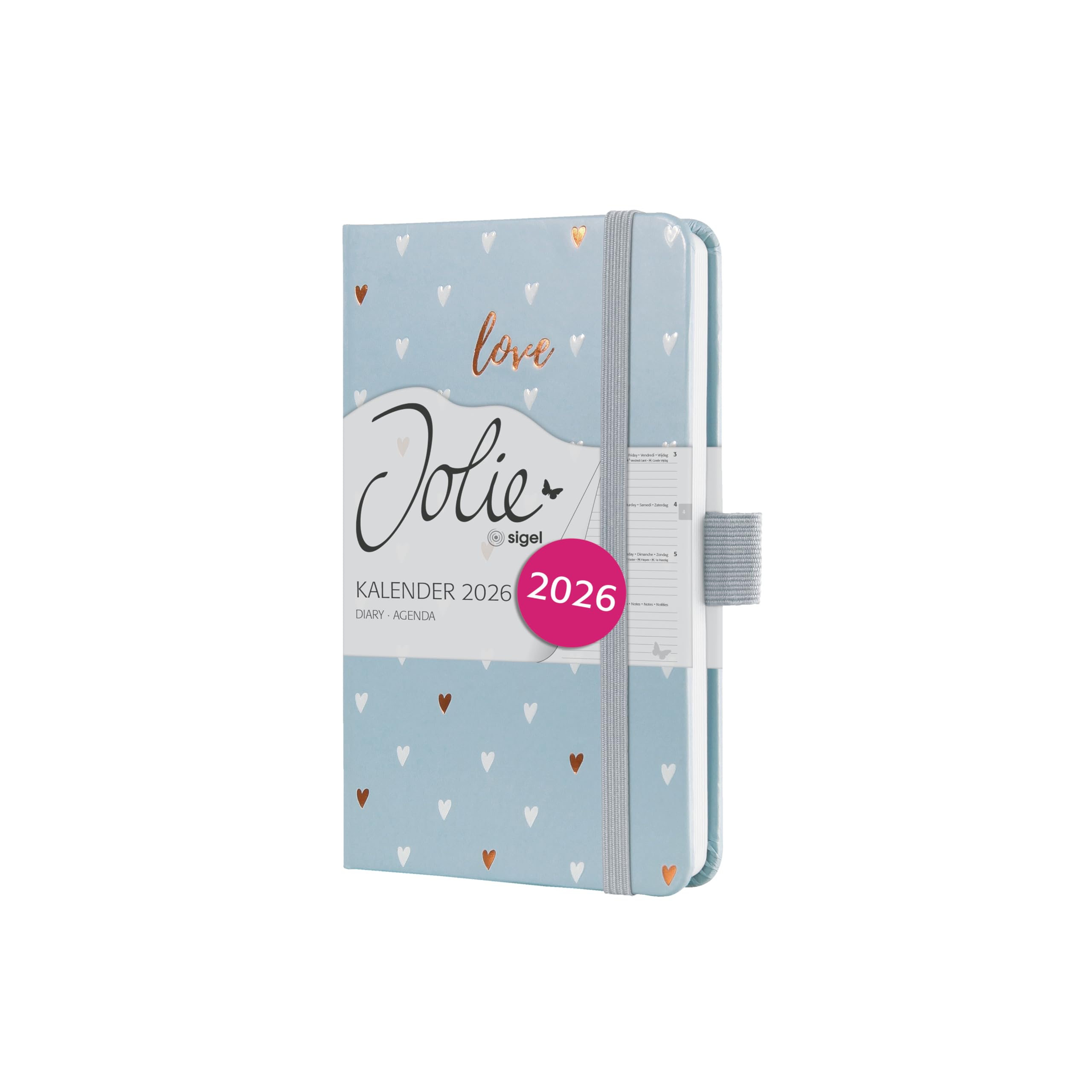 Agenda Semanal SIGEL Jolie 2026 – Tapa Dura, Diseño Blue Floral Serenity, Formato A5, 174 Páginas, Certificación FSC