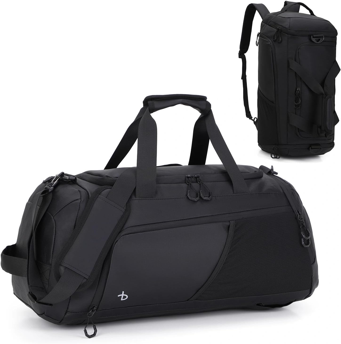 BESMART 2 in 1 Convertible Mens Gym Bag with Shoe Compartment, Heavy Duty Waterproof Travel Duffle Backpack Sports Gym Bag, 10 Pockets for Travel, Outdoor, Fitness