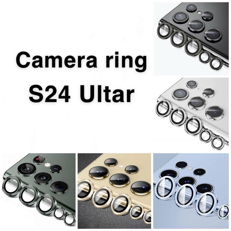Image of (5 Pack, SILVER Camera Lens Protector Circle Tempered Glass For Samsung Galaxy S24 Ultra 5G