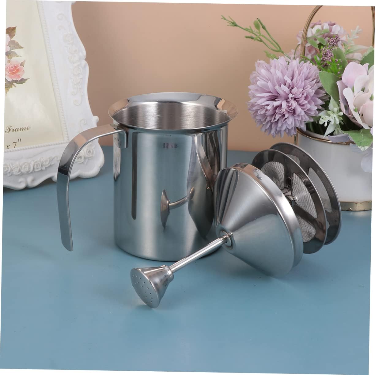 800cc Stainless Steel Manual Milk Frother Creamer Pitcher for Coffee Foamer Maker Milk Bubbler Handheld Utensil