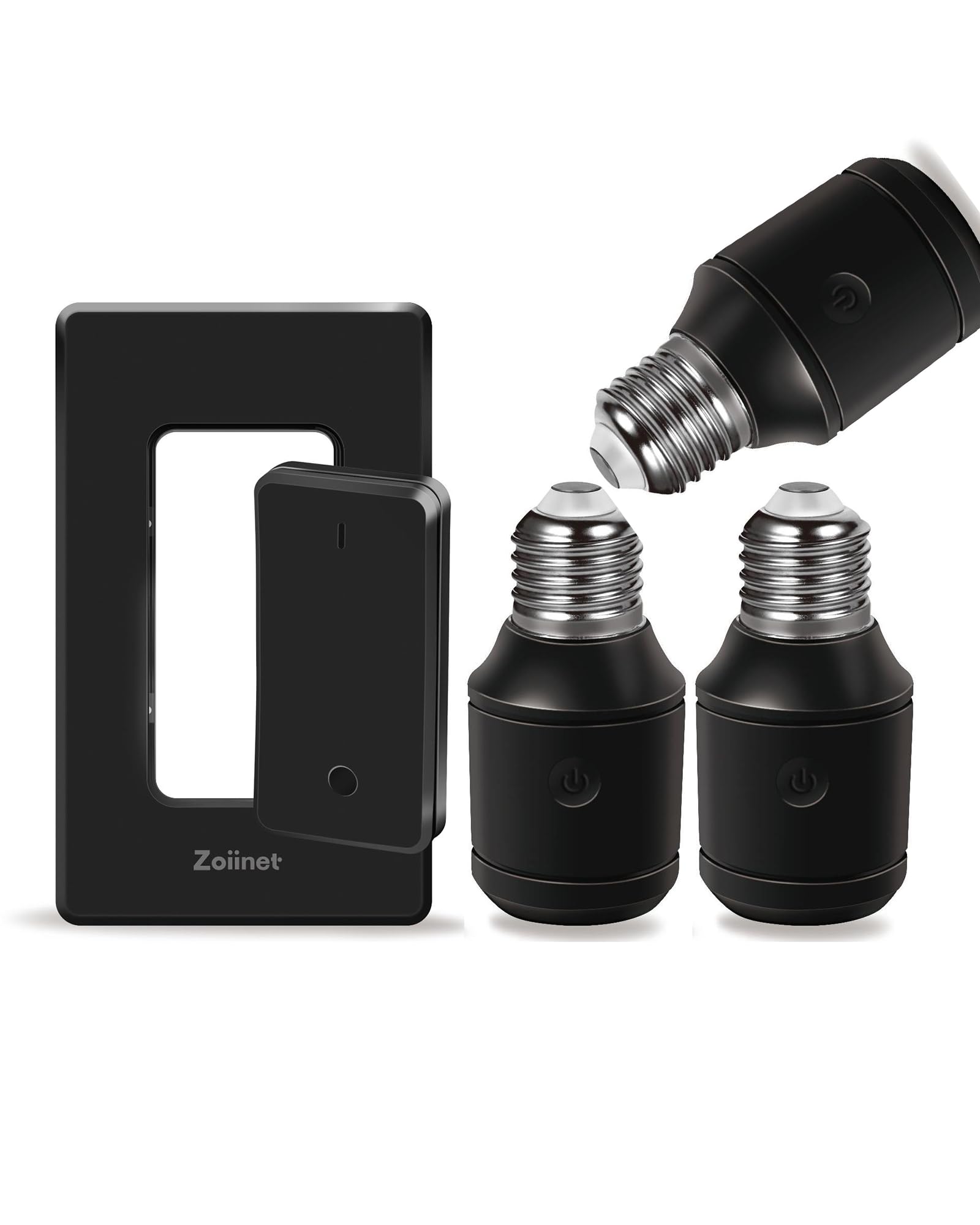 Zoiinet 500W Black Remote Control Light Bulb Sockets, Wireless Light Switch for Pull Chain Lighting Fixture, with 3 E26 E27 Bulbs Base Holders, for