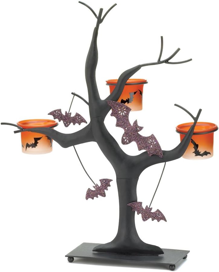 Spooky Halloween Theme Orange Candle Cup Holder Tree Decor
