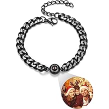 SUPHELPU Custom Bracelets with Picture Inside for Men, Titanium Steel Customized Projection Bracelet with Photos, Picture Bracelet Personalized Photo, Memorial Christmas Birthday Gifts for Men/Dad/Husband